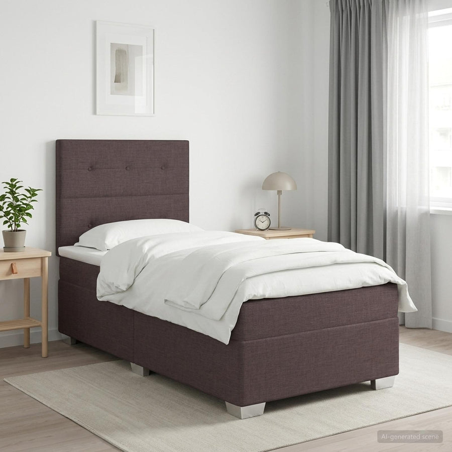 Boxspringbed met matras Donkerbruin 90 x 190 cm Stof