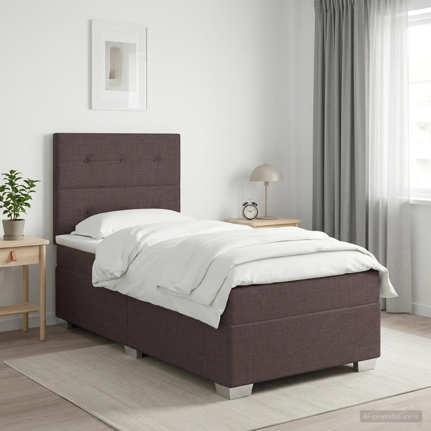 Boxspringbed met matras Donkerbruin 90 x 200 cm Stof