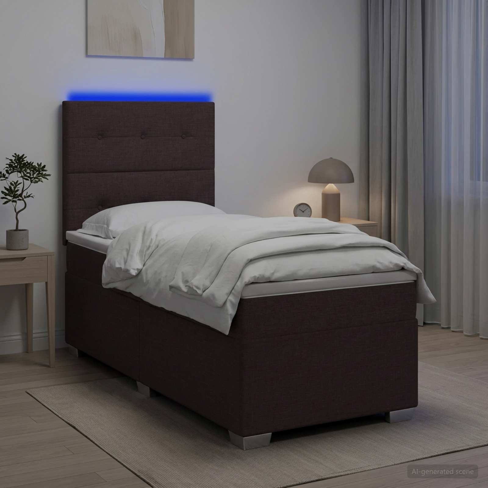 Boxspringbed met matras Donkerbruin 90 x 200 cm Stof
