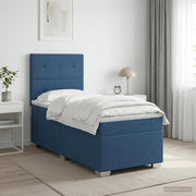 Boxspringbed 90x190 cm blauw met matras en led hoofdeinde