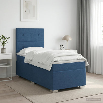 Boxspringbed met matras met hoofdeinde Blauw 90 x 190 cm Stof
