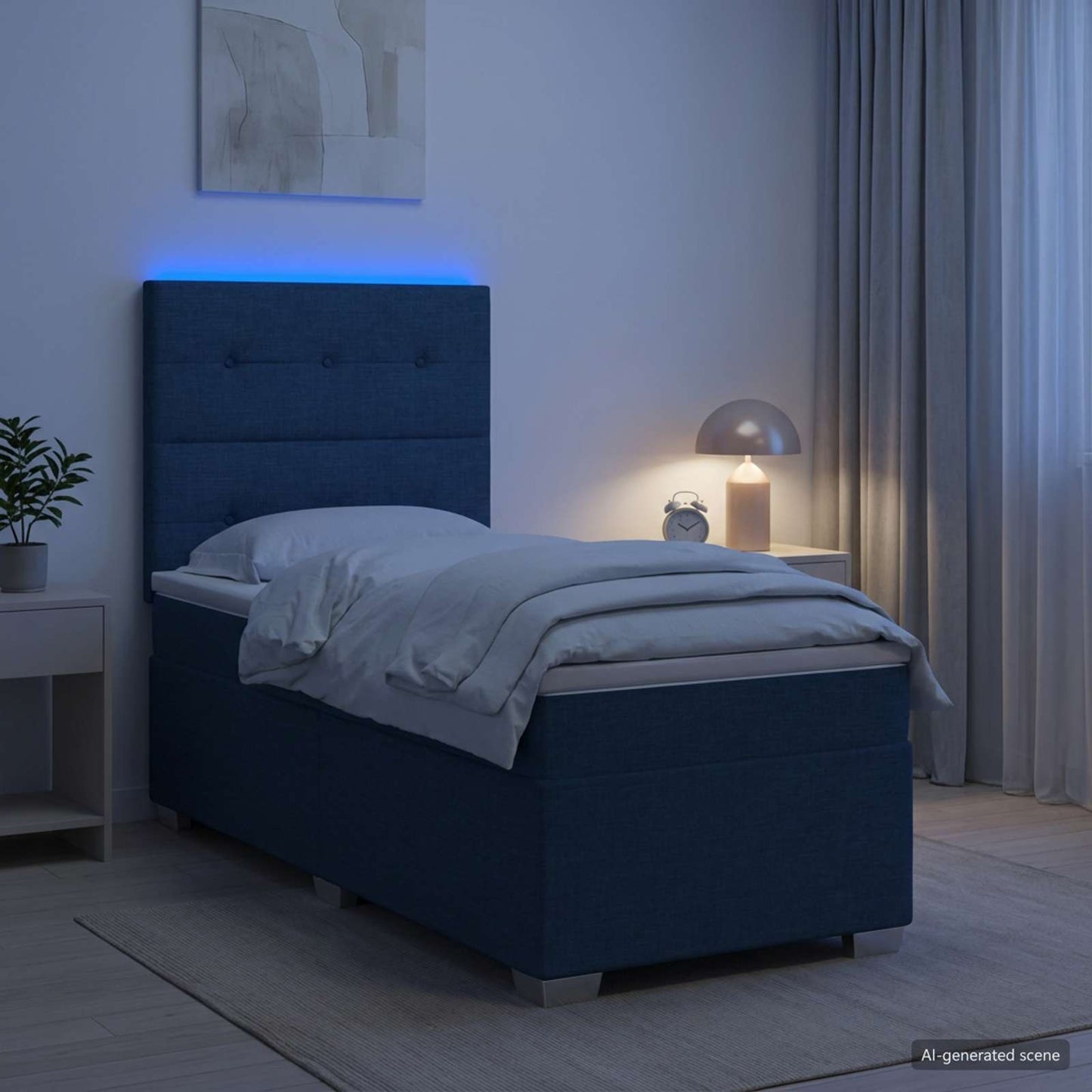 Boxspringbed met matras met hoofdeinde Blauw 90 x 190 cm Stof