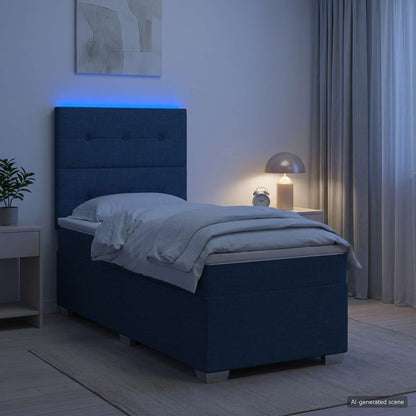 Boxspringbed met matras met hoofdeinde Blauw 90 x 200 cm Stof