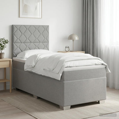 Boxspring Bed met Matras en LED Lichtgrijs 90 x 190 cm Stof