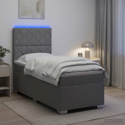 Boxspringbed met matras Lichtgrijs 80 x 200 cm Stof