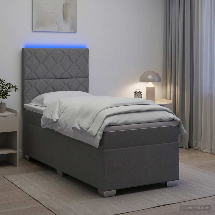 Boxspringbed met matras Lichtgrijs 90 x 190 cm Stof