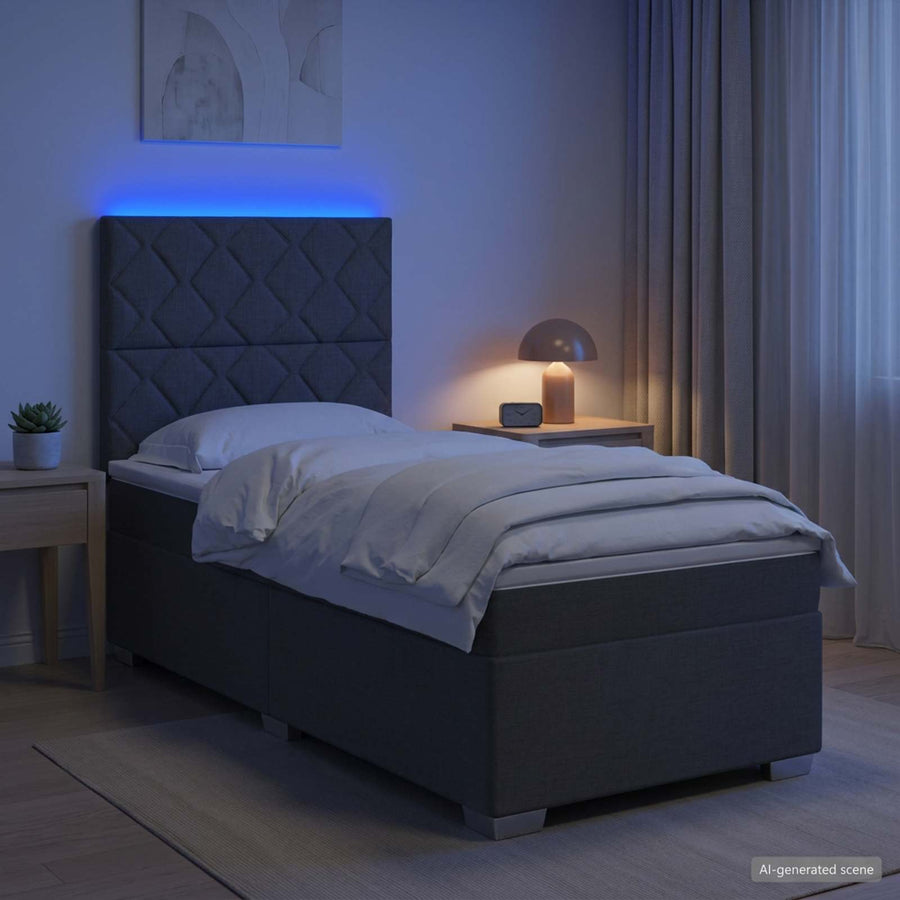 Boxspringbed met matras Donkergrijs 100 x 200 cm Stof