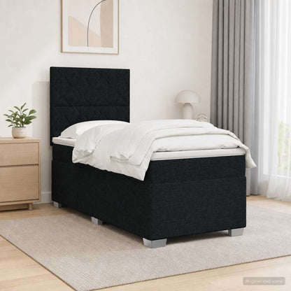 Boxspringbed met matras met hoofdeinde Zwart 80 x 200 cm Stof