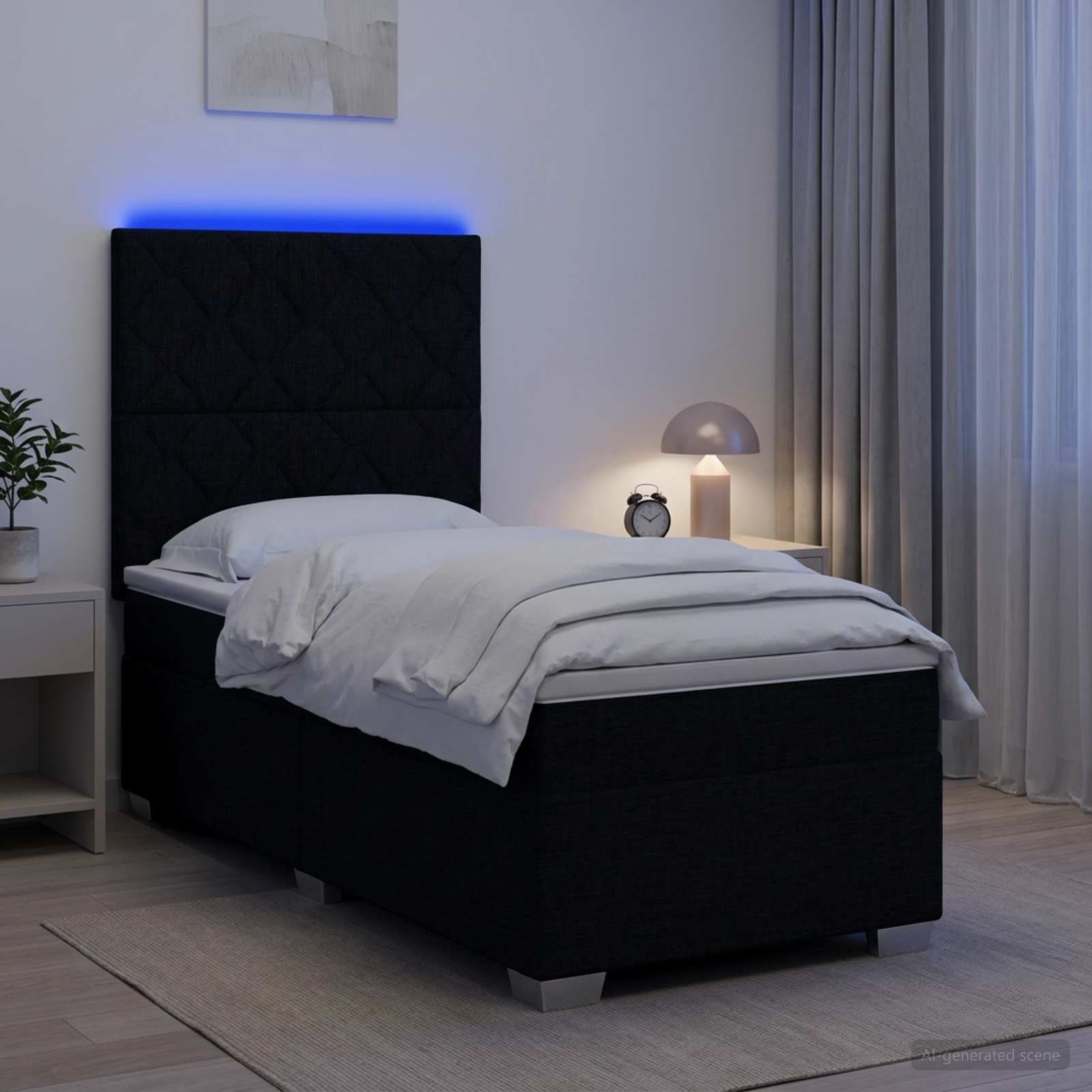 Boxspringbed met matras met hoofdeinde Zwart 80 x 200 cm Stof