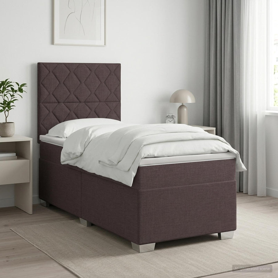 Boxspringbed met matras Donkerbruin 90 x 190 cm Stof