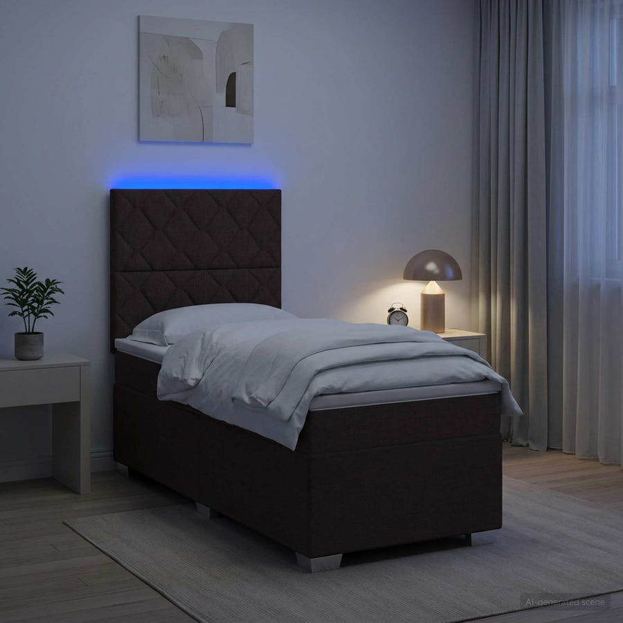 Boxspringbed met matras Donkerbruin 90 x 200 cm Stof