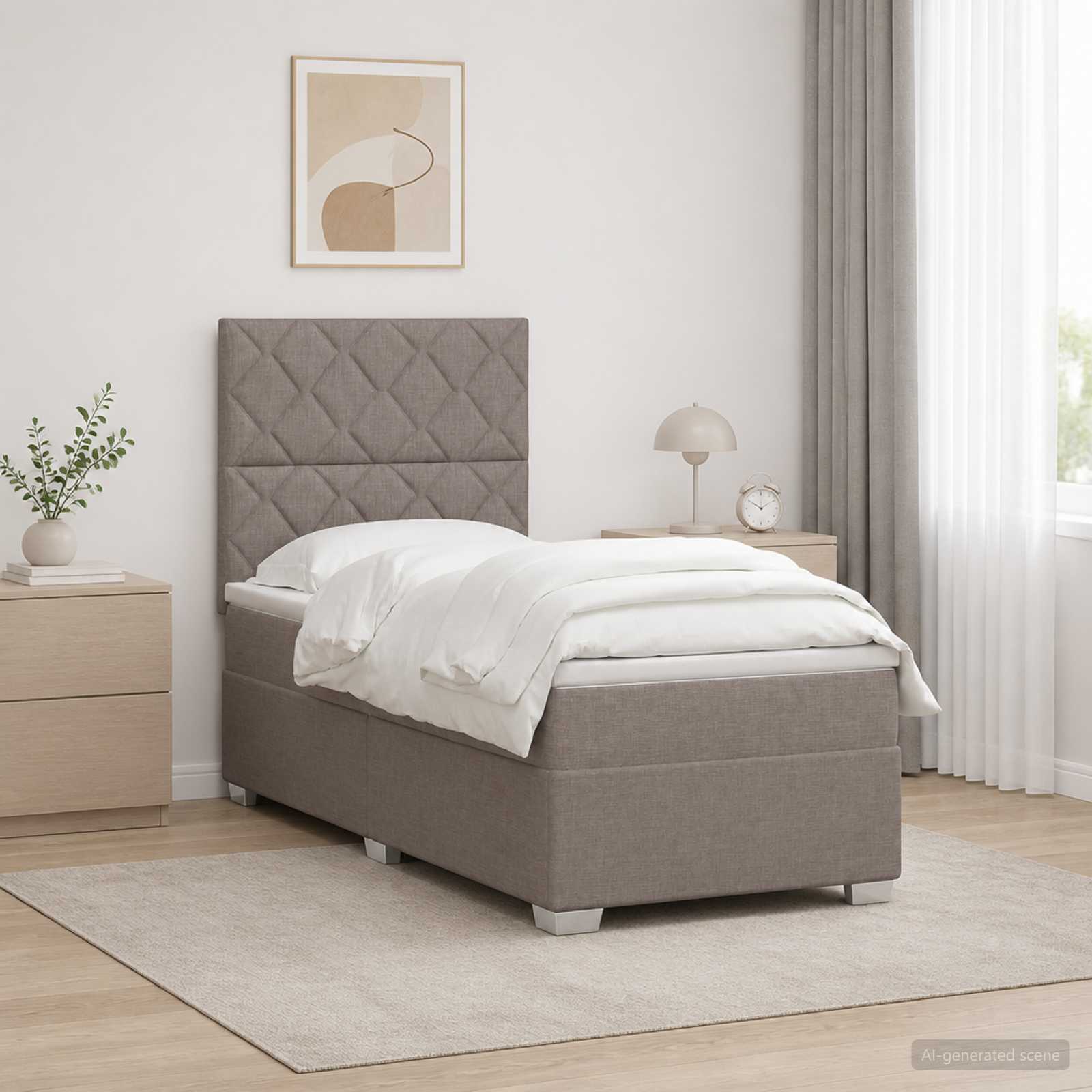 Boxspringbed met matras met hoofdeinde Taupe 80 x 200 cm Stof