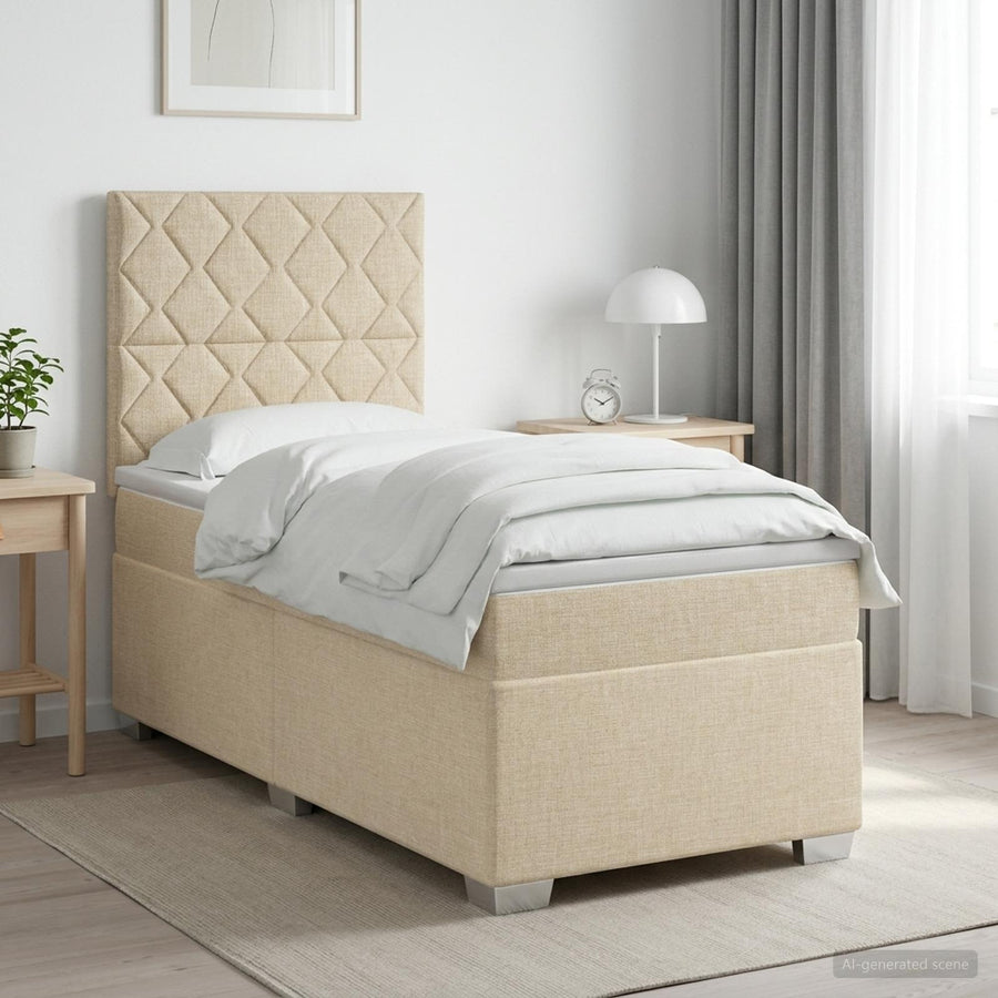 Boxspringbed met matras Crèmekleurig 90 x 190 cm Stof