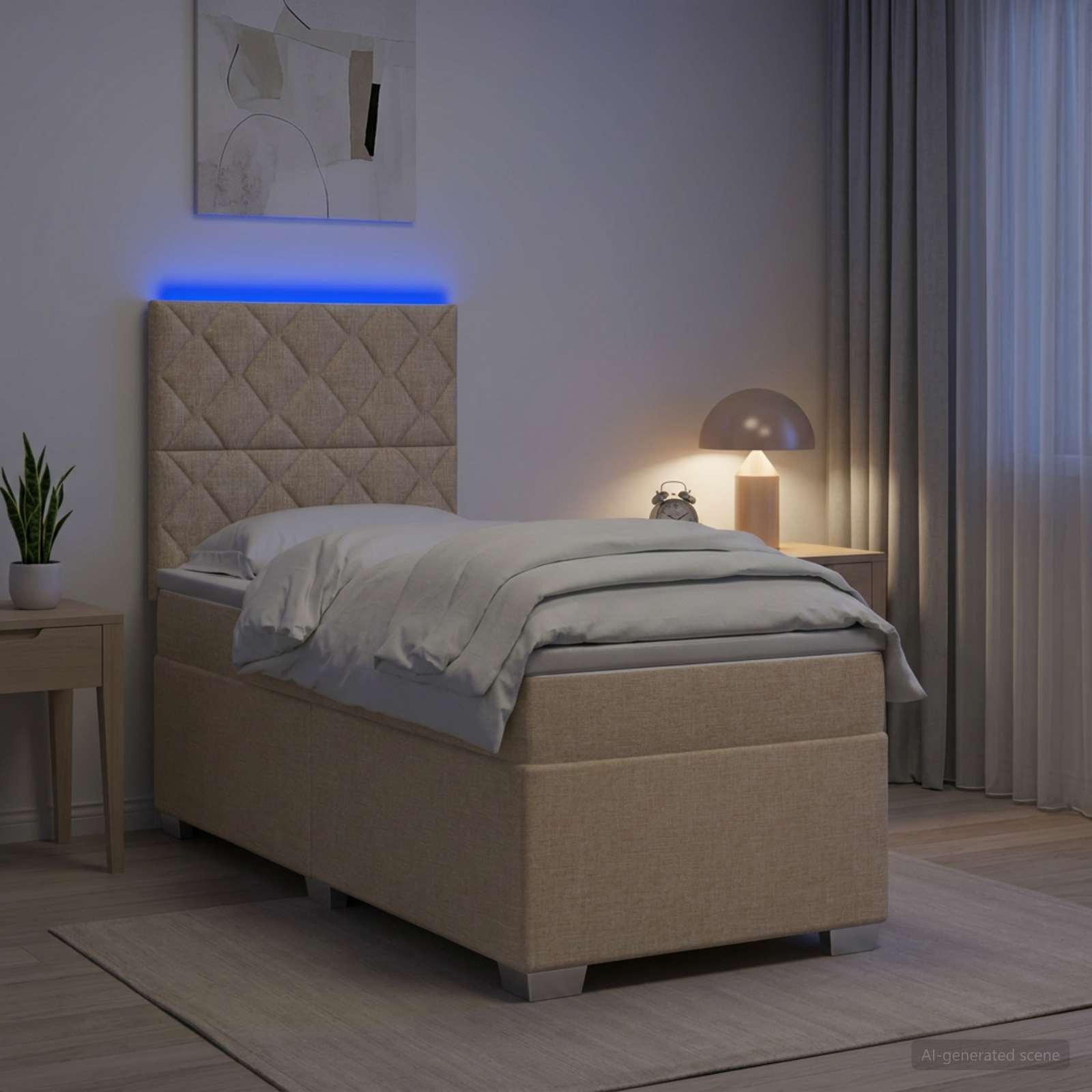 Boxspringbed met matras Crèmekleurig 100 x 200 cm Stof