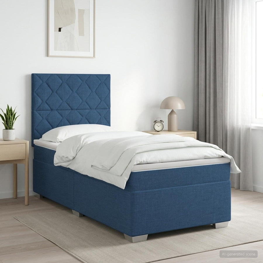 Boxspringbed met matras met hoofdeinde Blauw 80 x 200 cm Stof