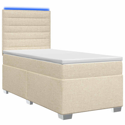 Boxspringbed met matras Crèmekleurig 90 x 190 cm Stof