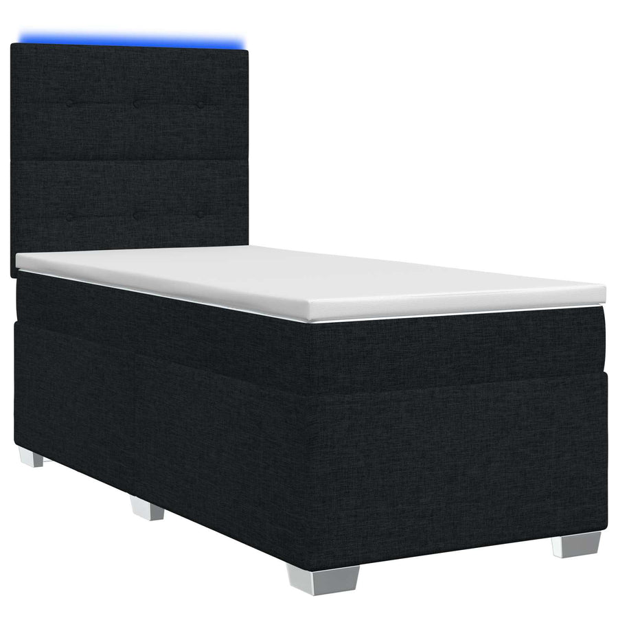 Boxspringbed met matras met hoofdeinde Zwart 90 x 190 cm Stof