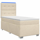 Boxspringbed met matras Crèmekleurig 90 x 190 cm Stof