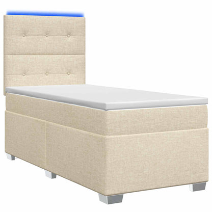 Boxspringbed met matras Crèmekleurig 90 x 190 cm Stof