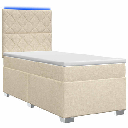 Boxspringbed met matras Crèmekleurig 90 x 190 cm Stof