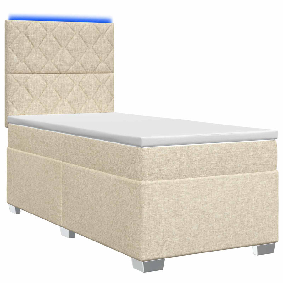 Boxspringbed met matras Crèmekleurig 90 x 190 cm Stof