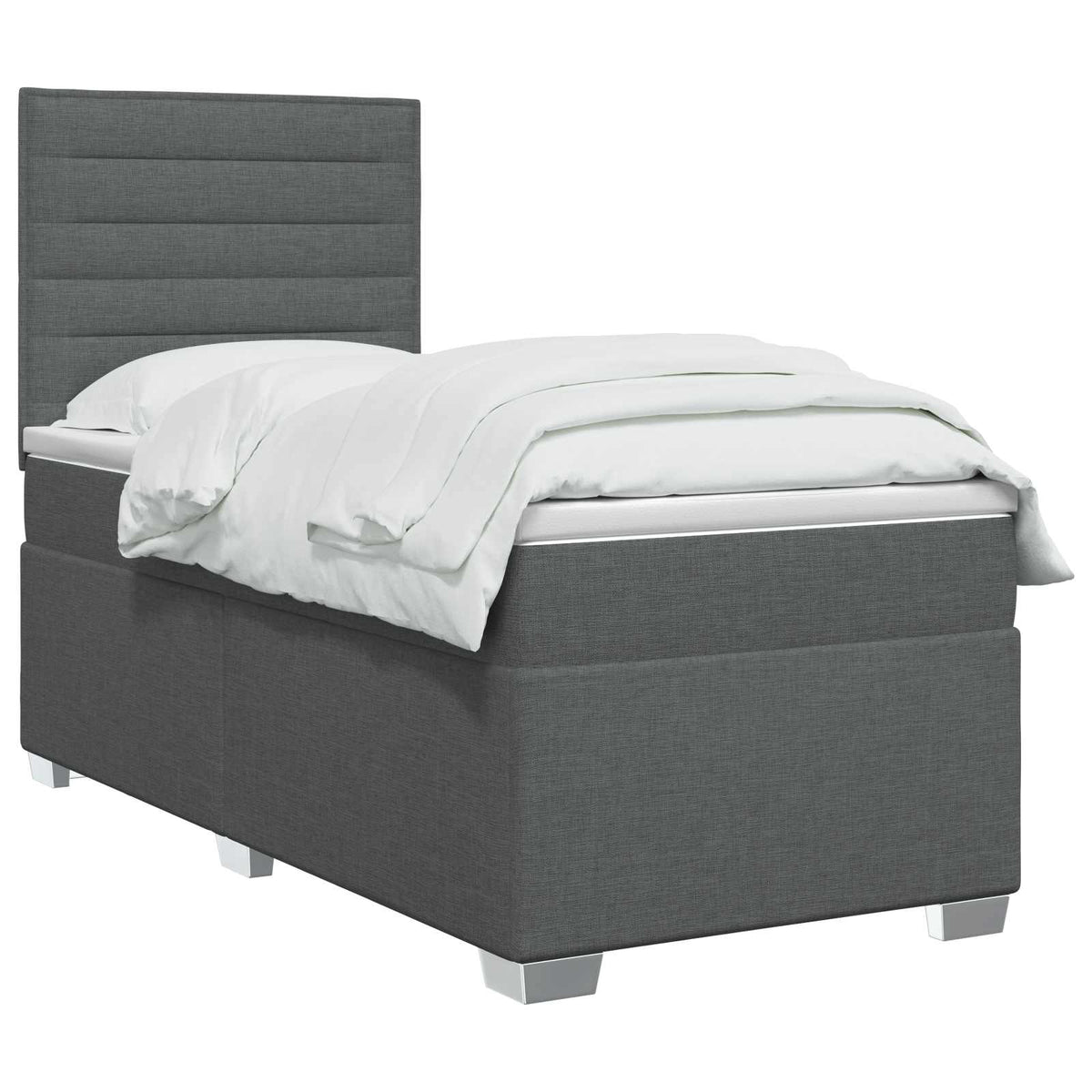 Boxspringbed met matras Donkergrijs 90 x 200 cm Stof