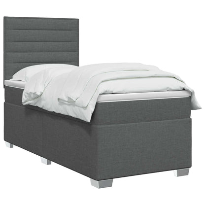 Boxspringbed met matras Donkergrijs 90 x 200 cm Stof