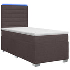 Boxspringbed 90x200 cm donkerbruin met matras pocketvering