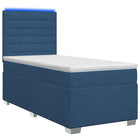 Boxspringbed met matras met hoofdeinde Blauw 90 x 200 cm Stof