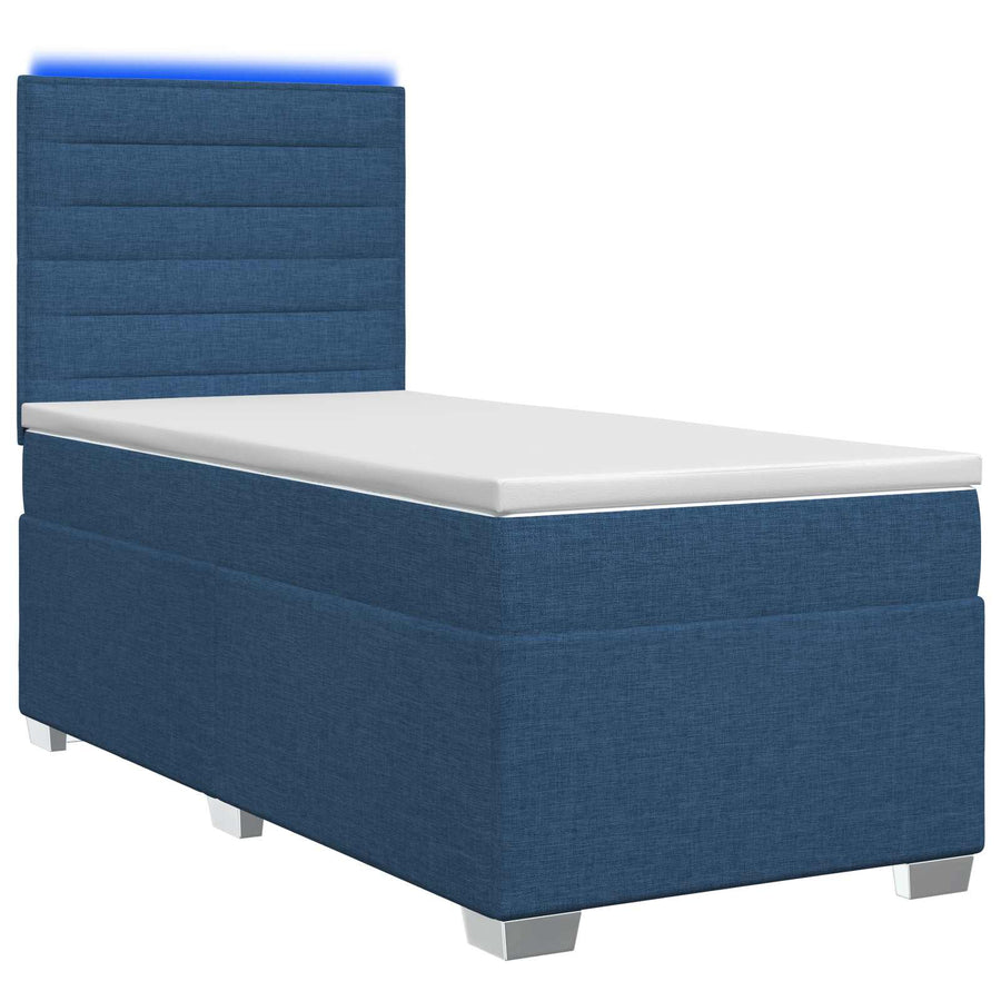Boxspringbed met matras met hoofdeinde Blauw 90 x 200 cm Stof