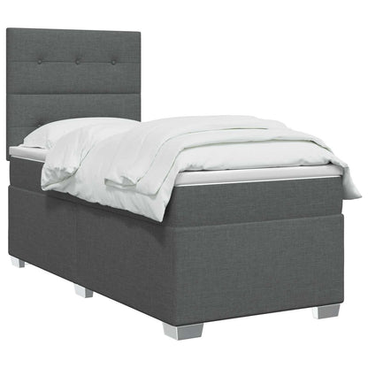 Boxspringbed met matras Donkergrijs 90 x 200 cm Stof
