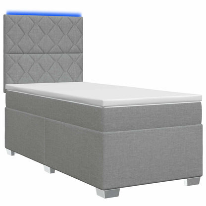 Boxspringbed met matras Lichtgrijs 90 x 200 cm Stof