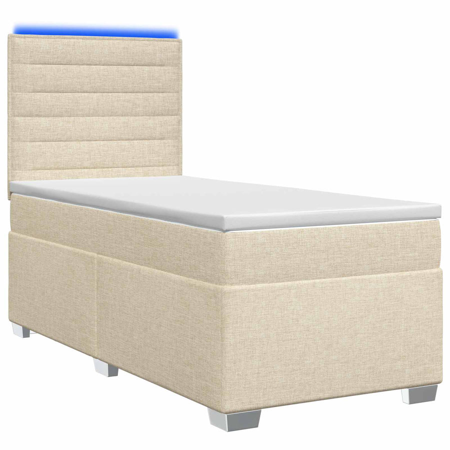 Boxspringbed met matras Crèmekleurig 100 x 200 cm Stof