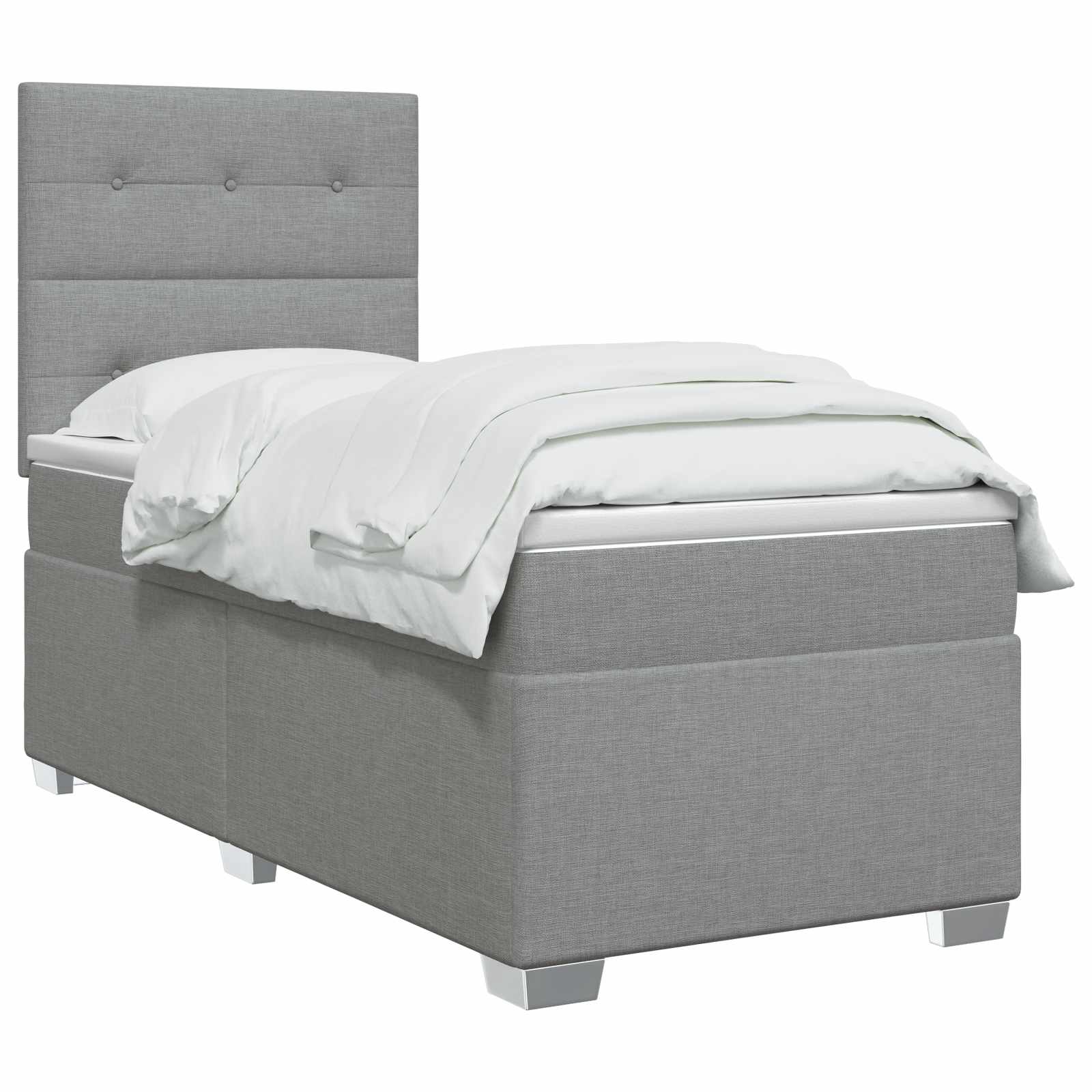 Boxspringbed met matras Lichtgrijs 100 x 200 cm Stof