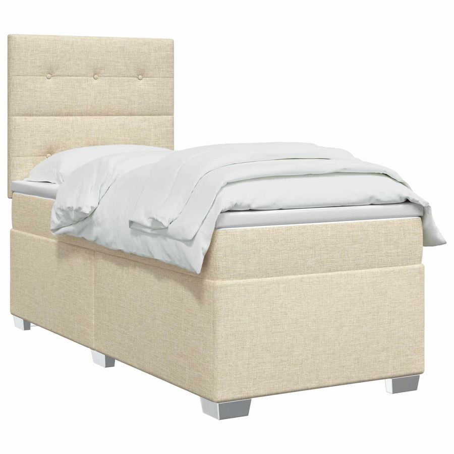 Boxspringbed met matras Crèmekleurig 100 x 200 cm Stof