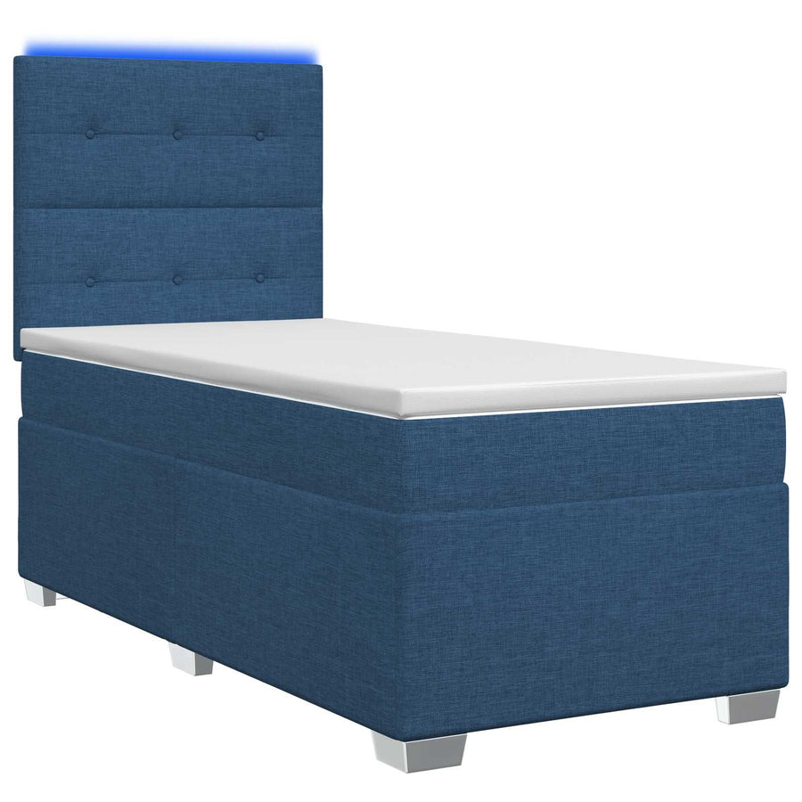 Boxspringbed met matras met hoofdeinde Blauw 100 x 200 cm Stof