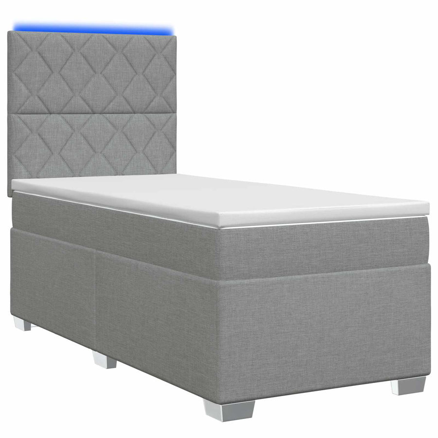 Boxspringbed met matras Lichtgrijs 100 x 200 cm Stof