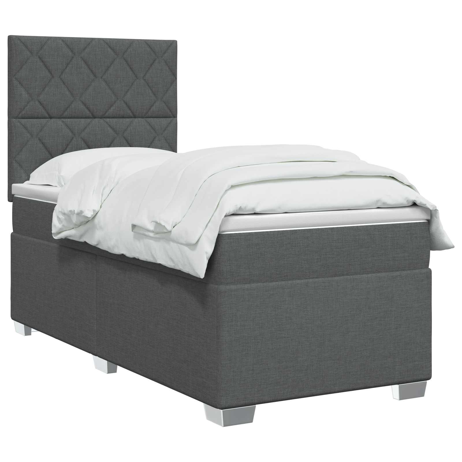 Boxspringbed met matras Donkergrijs 100 x 200 cm Stof