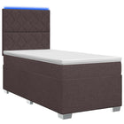 Boxspringbed met matras Donkerbruin 100 x 200 cm Stof