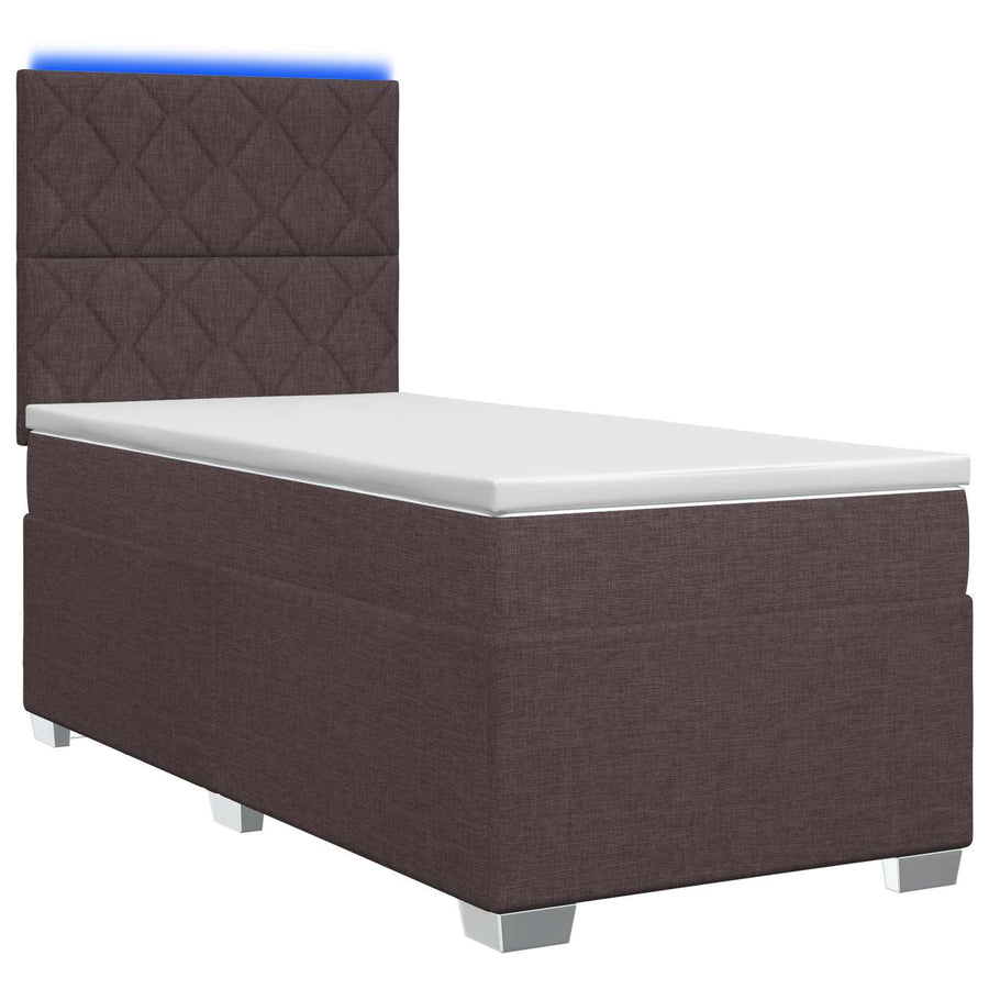 Boxspringbed met matras Donkerbruin 100 x 200 cm Stof