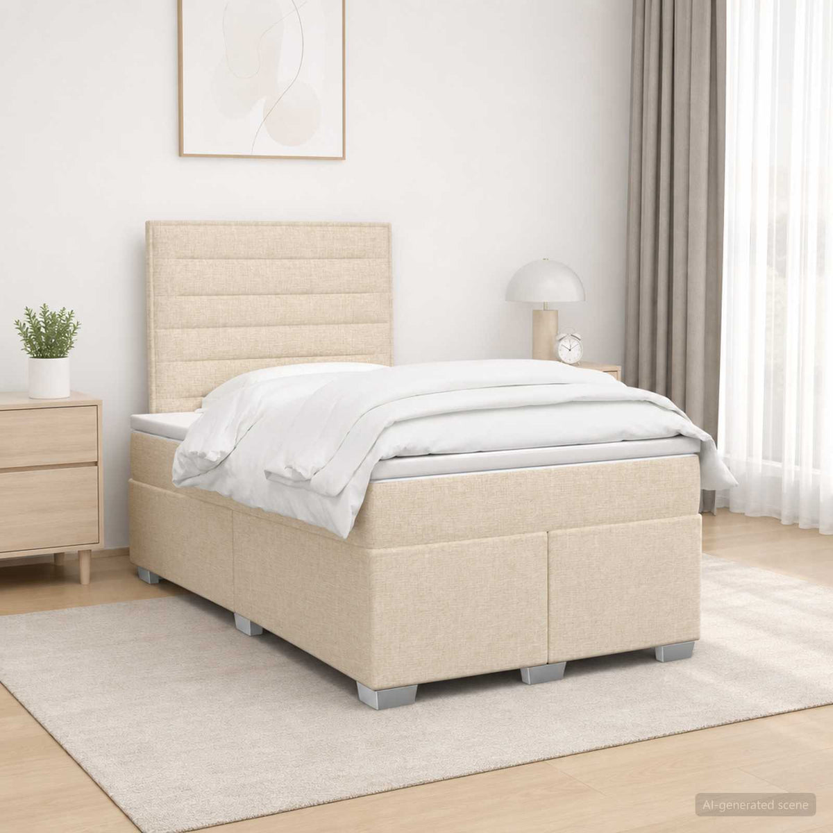 Boxspringbed met matras Crèmekleurig 120 x 200 cm Stof