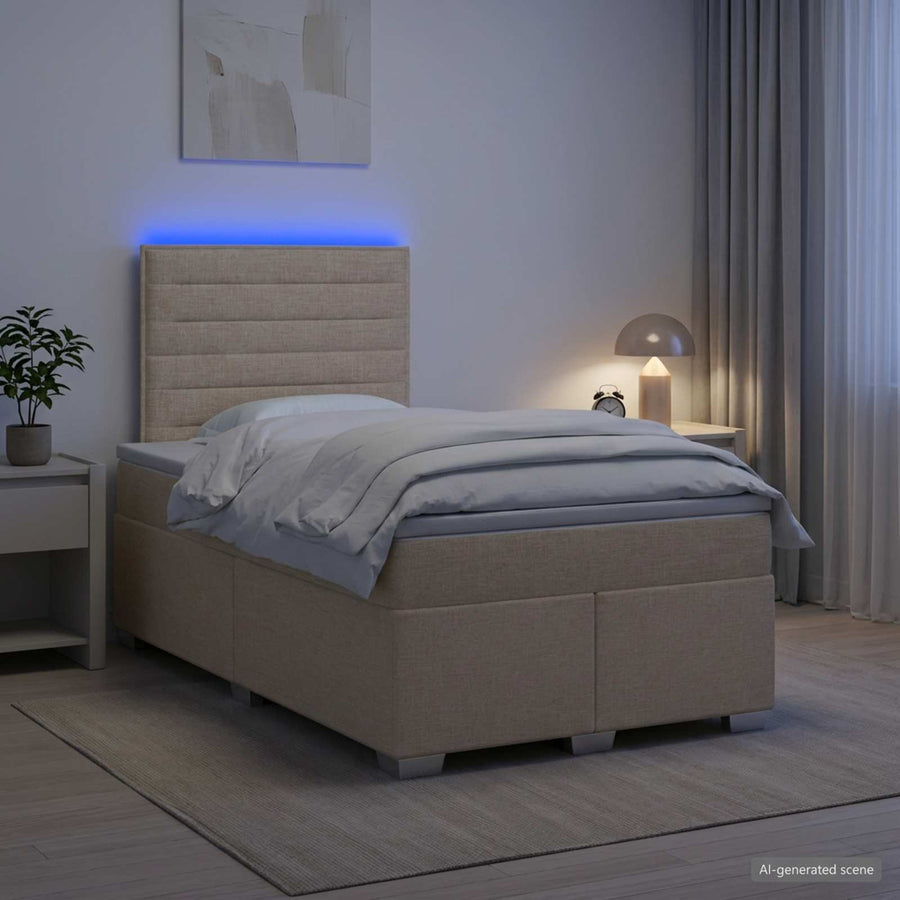 Boxspringbed met matras Crèmekleurig 120 x 200 cm Stof