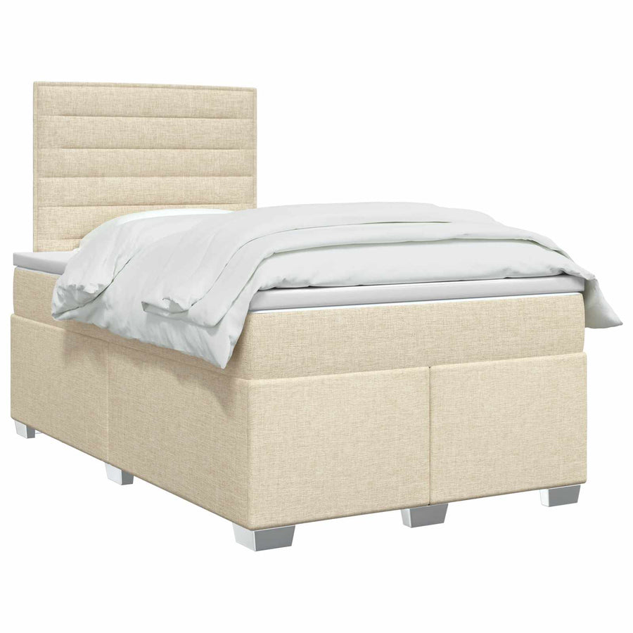 Boxspringbed met matras Crèmekleurig 120 x 190 cm Stof