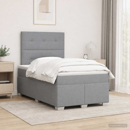 Boxspringbed met matras Lichtgrijs 120 x 200 cm Stof
