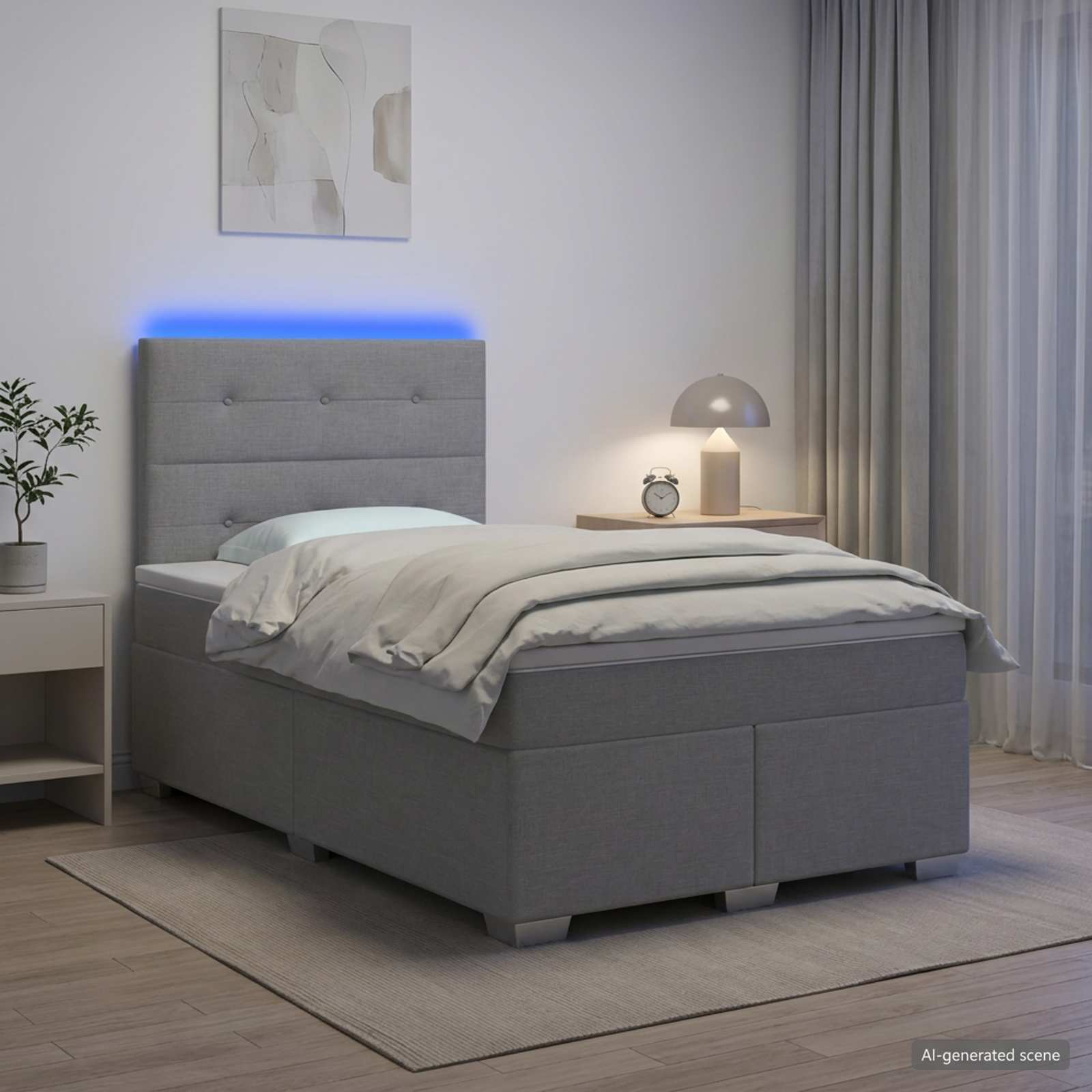 Boxspringbed met matras Lichtgrijs 120 x 190 cm Stof