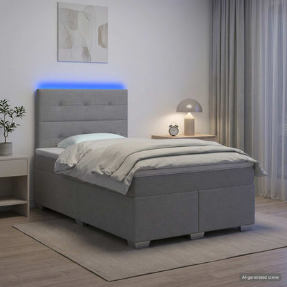 Boxspringbed met matras Lichtgrijs 120 x 200 cm Stof