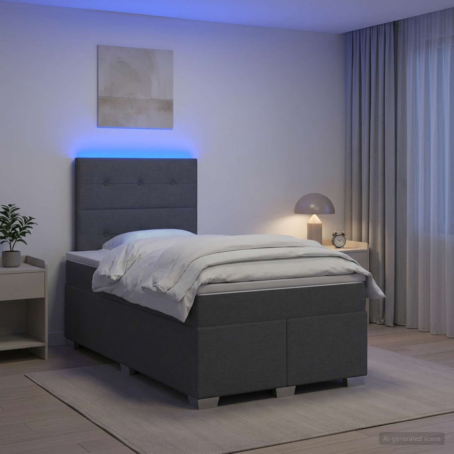Boxspringbed met matras Donkergrijs 120 x 190 cm Stof