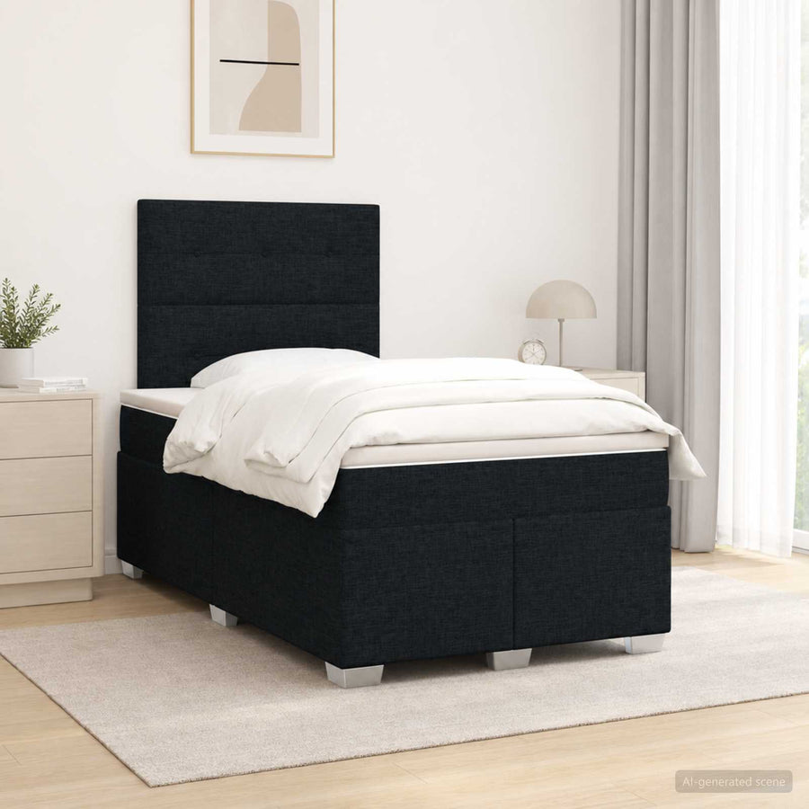 Boxspringbed met matras met hoofdeinde Zwart 120 x 190 cm Stof