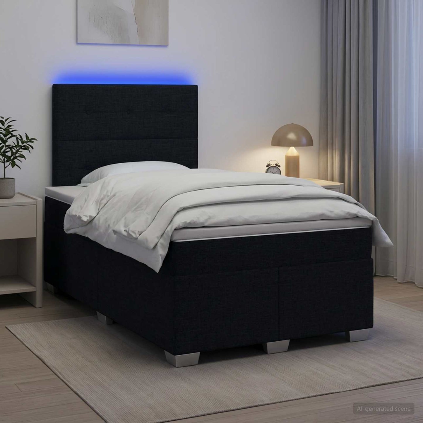 Boxspringbed met matras met hoofdeinde Zwart 120 x 200 cm Stof