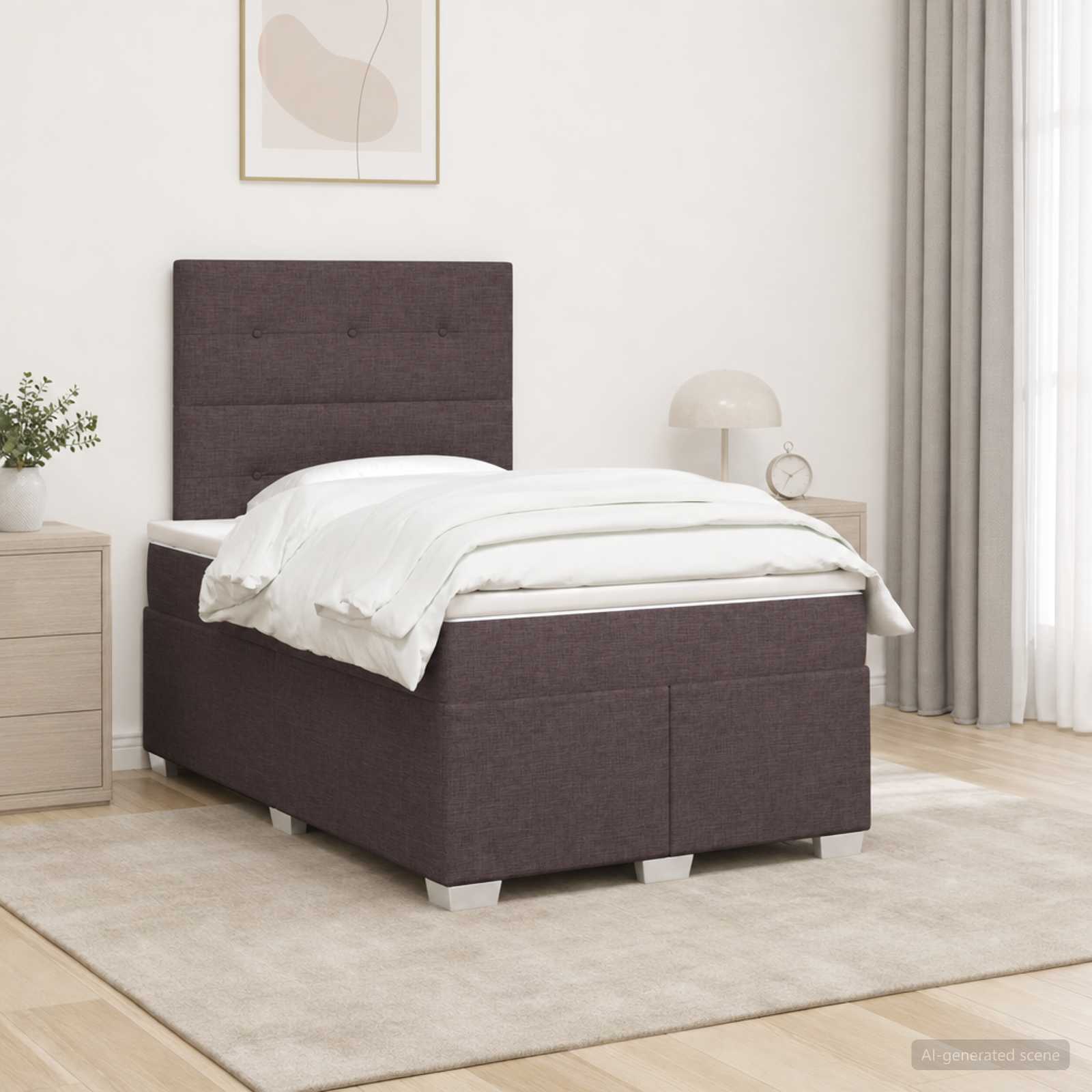 Boxspringbed met matras Donkerbruin 120 x 190 cm Stof